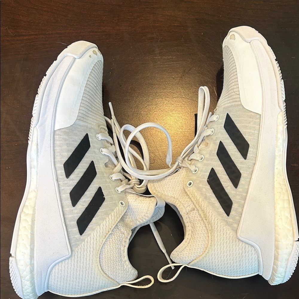 Adidas Womens White and Black Volleyball Shoes - Picture 5 of 7